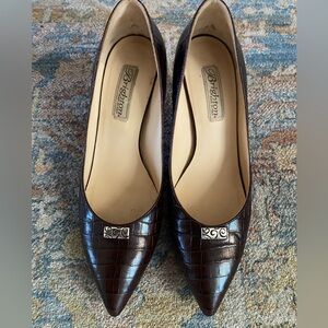 Brighton Young Chocolate Croc Pumps Heels Leather Women's Sz 8.5